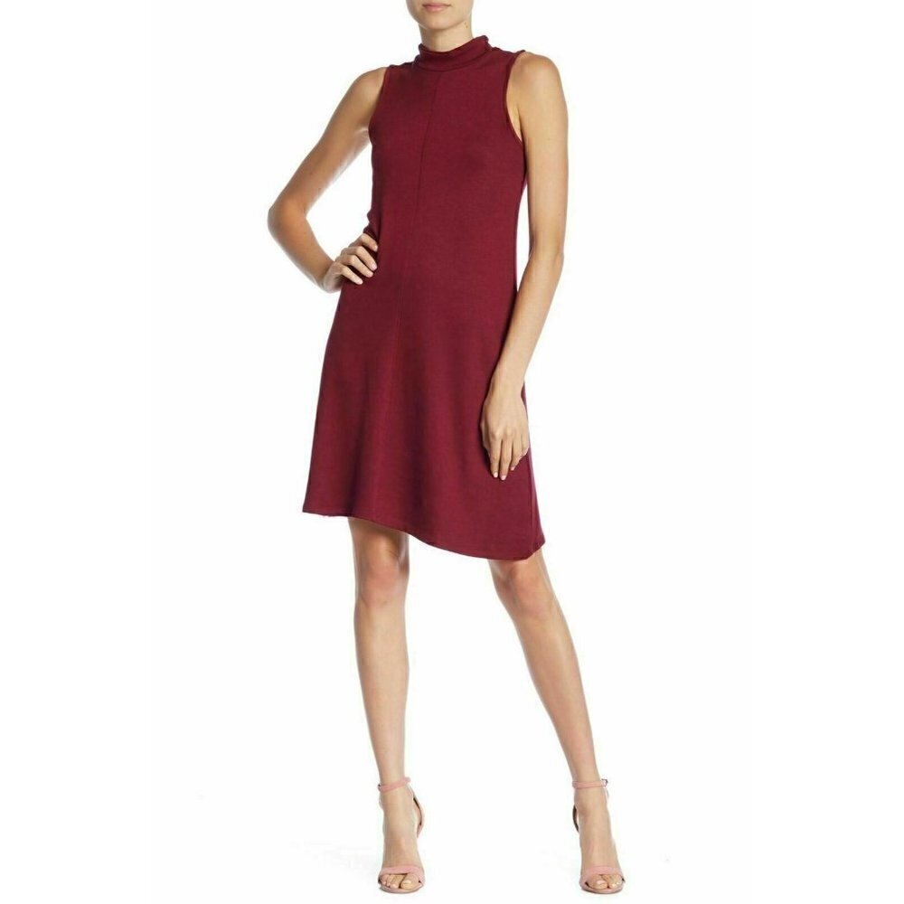 Joan Vass Red Mock Neck Sleeveless Knit Dress M - Picture 3 of 3